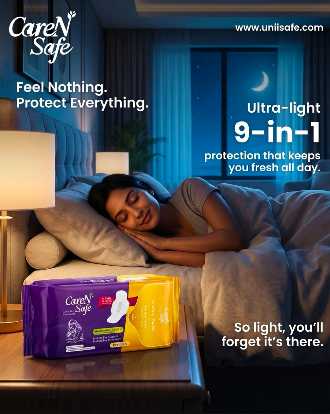 CareNSafe Premium Cotton XXL Sanitary Pads – 350mm | 10 Pads