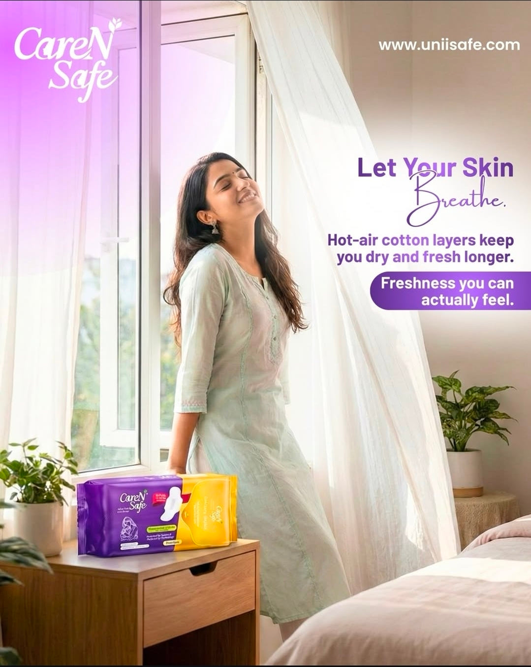 CareNSafe Premium Cotton XXL Sanitary Pads – 350mm | 10 Pads